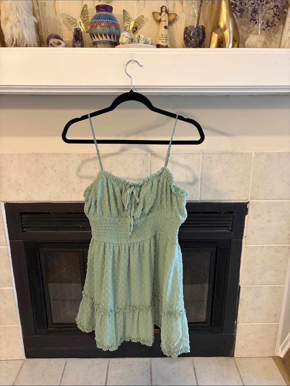Francesca's Collections Light Mint Green Spaghetti Strap Mini Dress
